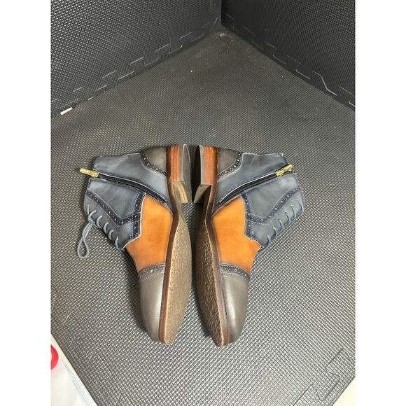 PIKOLINOS Women Cap Toe Leather Blue Brown Lace Up Side Zip Ankle Boots 41 US 10 - Picture 3 of 8